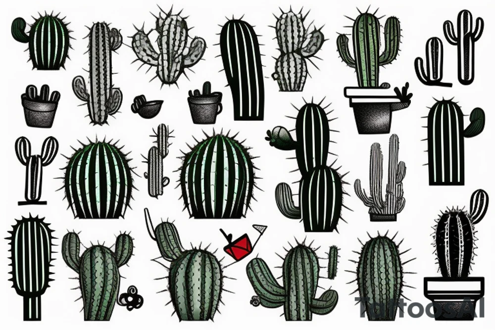 Cactus  patchwork tattoo idea