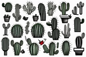 Cactus  patchwork tattoo idea