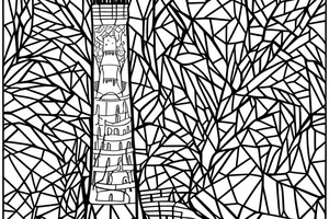 Tower surrounded by mulberry branches with a river passing at the foot of the tower tattoo idea