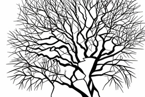 Tower surrounded by mulberry branches with a river passing at the foot of the tower tattoo idea