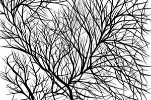 Tower surrounded by mulberry branches with a river passing at the foot of the tower tattoo idea