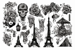 uma torre de castelo rodeado de ramos tattoo idea