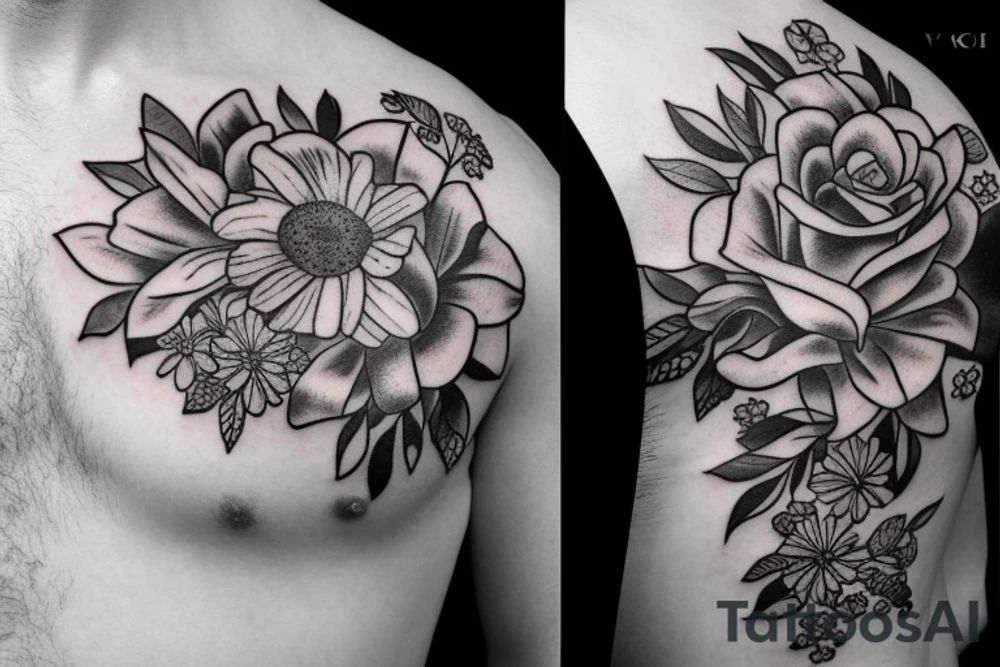 tank with flowers tattoo idea