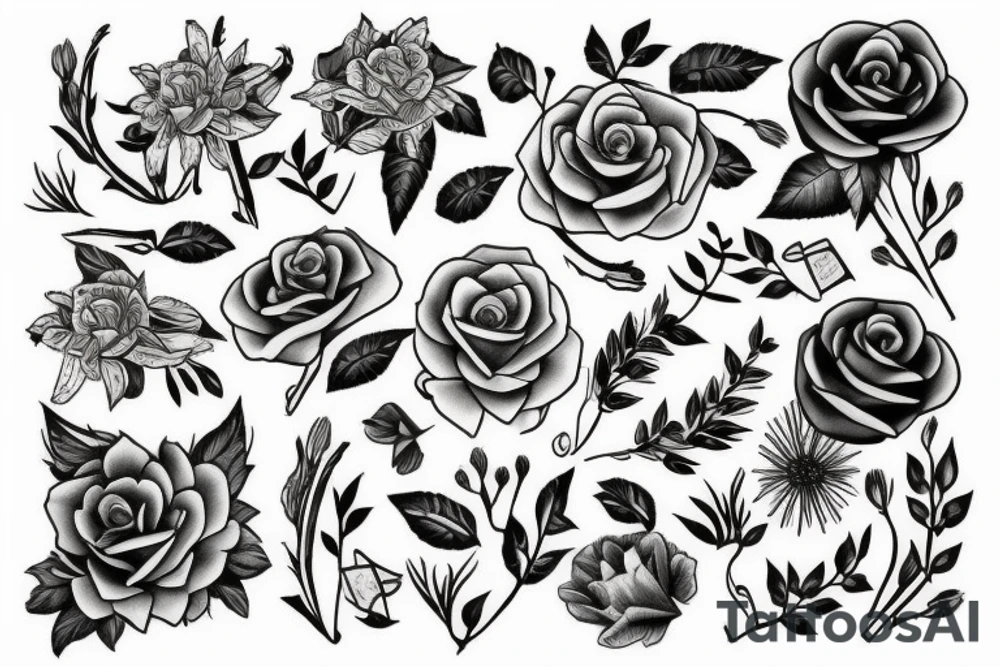 weapon with flowers tattoo idea