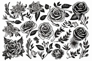 weapon with flowers tattoo idea