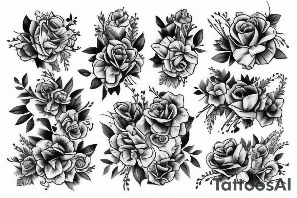 weapon with flowers tattoo idea