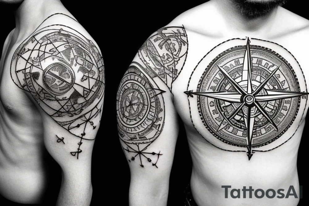 A compass with vegvisir on the inside where the whole tattoo looks like a medallion tattoo idea