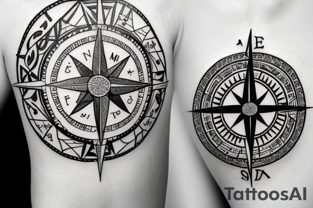 A compass with vegvisir on the inside where the whole tattoo looks like a medallion tattoo idea