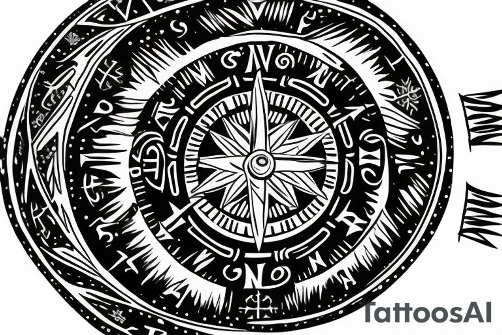 A compass with vegvisir in the middle where the whole tattoo looks like a medallion tattoo idea