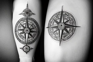 A compass with vegvisir in the middle where the whole tattoo looks like a medallion tattoo idea