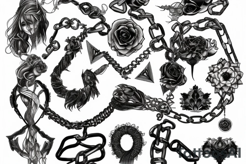 Barbed Chains Intricate Wicked Complex Radiant Smokey Ashes Warped tattoo idea