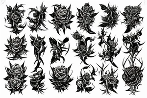 Beautiful; Demon girl Radiant Smokey Blackout Pretty Thorns Intricate Detailed Realistic tattoo idea