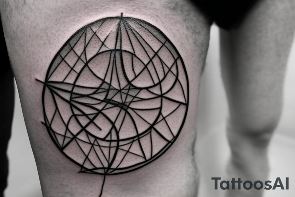 Create a Rectangle shaped tattoo (ratio 1:2) for the forearm.
It should be the outlining of a person jumping rope. The hip should be encircled by a circle. The circle should send lines in ann directions and give the tattoo the rectangle shape. tattoo idea