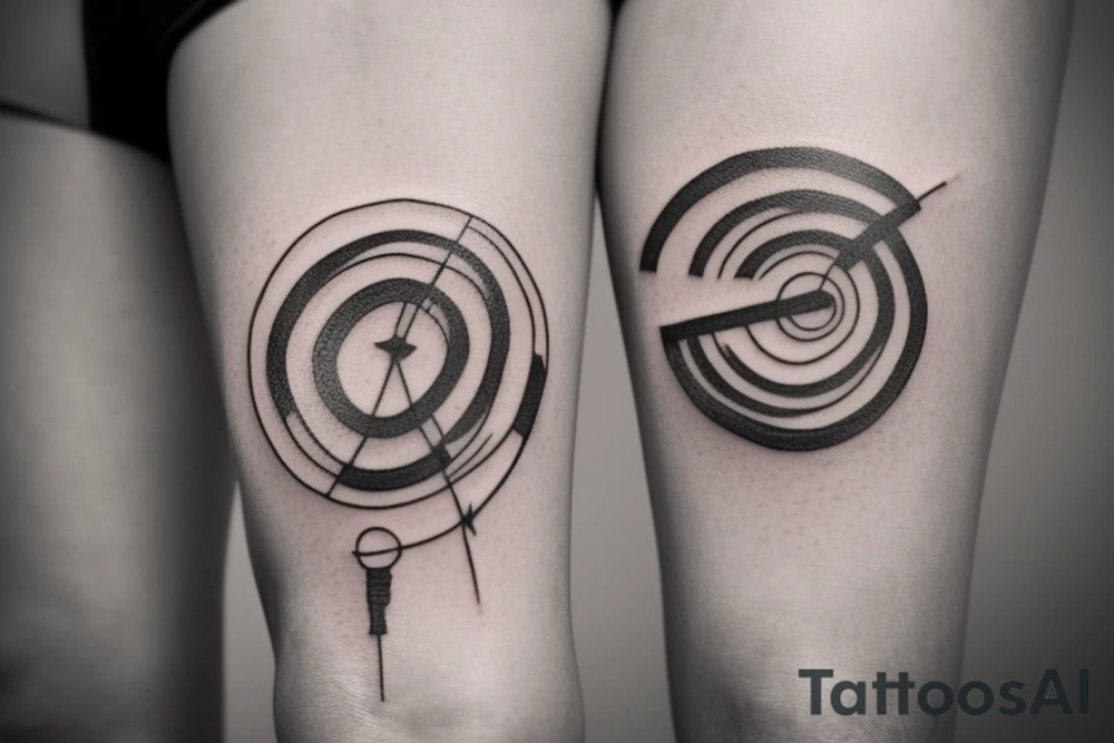 It should be the outlining of a person jumping rope. The hip should be encircled by a circle. The circle should send lines in all directions and give the tattoo a rectangle shape with the ratio 1:2. tattoo idea