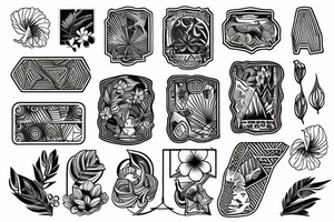 Rectangle shaped tattoo (ratio 1:2)
Hawaii themed tattoo idea