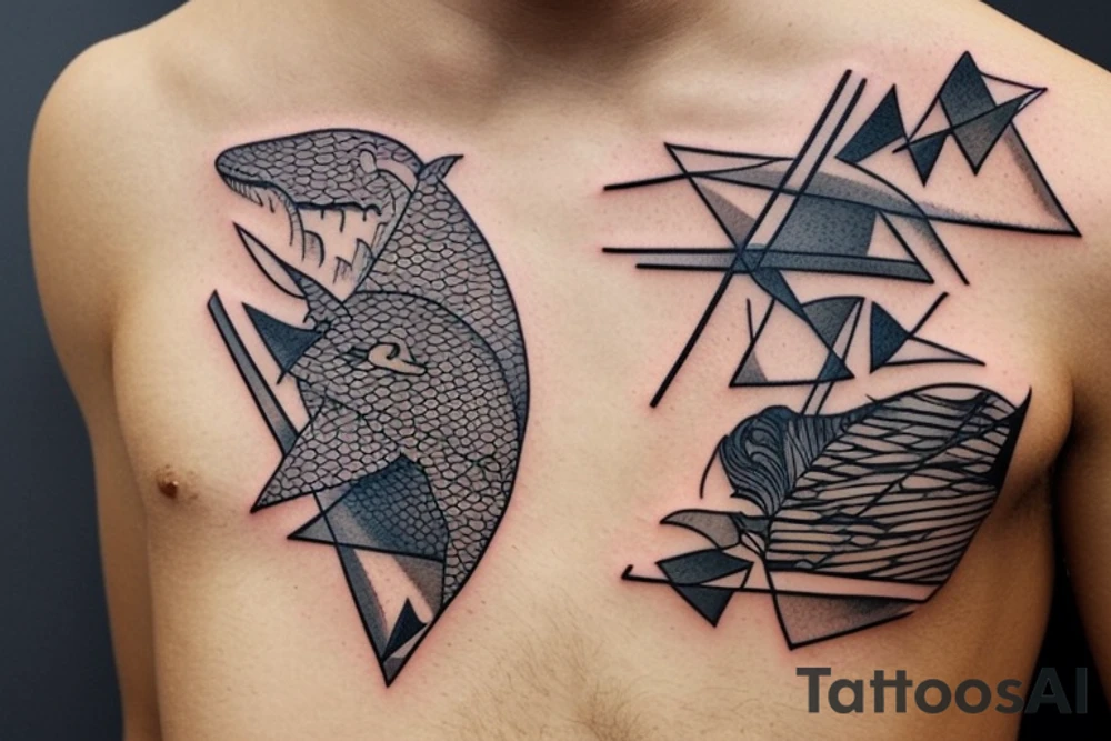 Rectangle shaped tattoo (ratio 1:2)
Hawaii themed, including a shark and hawaiian mountains tattoo idea