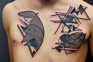 Rectangle shaped tattoo (ratio 1:2)
Hawaii themed, including a shark and hawaiian mountains tattoo idea