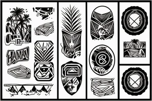 Rectangle shaped tattoo (ratio 1:2)
Hawaii themed tattoo idea