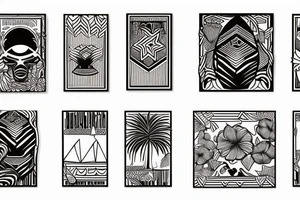 Rectangle shaped tattoo (ratio 1:2)
Hawaii themed
The frame of the tattoo should not be a line tattoo idea