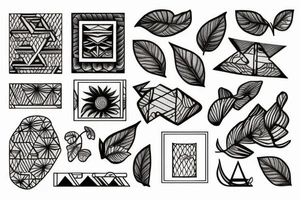 Rectangle shaped tattoo (ratio 1:2)
Hawaii themed
The frame of the tattoo should not be a line tattoo idea