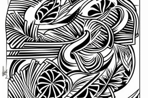 Rectangle shaped tattoo (ratio 1:2)
Hawaii themed
The frame of the tattoo should be made up by the lines of the tattoo itself. tattoo idea