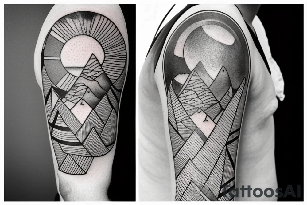 Rectangle shaped tattoo (ratio 1:2)
Hawaii themed (mountains and ocean) tattoo idea