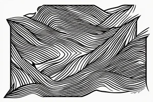 Rectangle shaped fine line tattoo (ratio 1:2)
Hawaii themed (mountains with ridges and ocean) tattoo idea