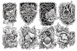 Rectangle shaped fine line tattoo (ratio 1:2) in the style of konstantin noskos tattoo idea