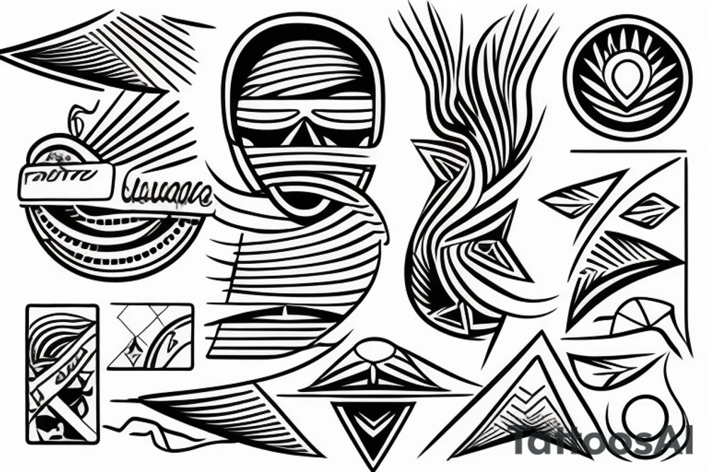Rectangle shaped fine line tattoo (ratio 1:2)
Hawaii themed
Thin lines tattoo idea