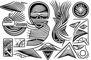 Rectangle shaped fine line tattoo (ratio 1:2) 
Hawaii themed
Thin lines tattoo idea