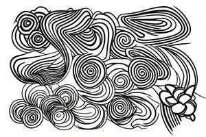 Rectangle shaped fine line tattoo (ratio 1:2) 
Hawaii themed
Thin lines tattoo idea