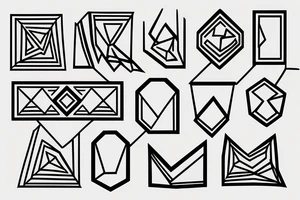 Rectangle shaped fine line tattoo (ratio 1:2) 
Hawaii themed
Thin lines
Geometric tattoo idea