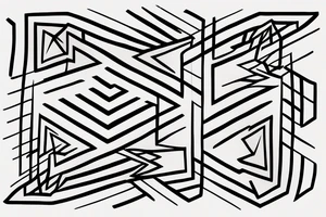Rectangle shaped fine line tattoo (ratio 1:2) 
Thin lines
Symmetric tattoo idea