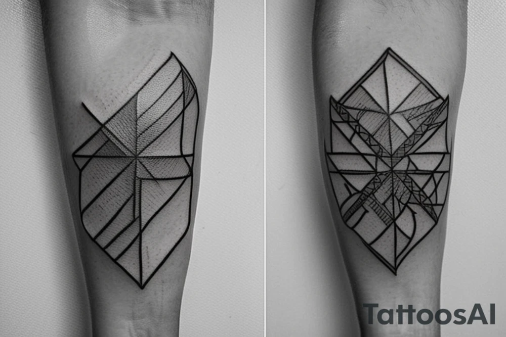 Create a rectangle shaped fine line tattoo (ratio 1:2) on the forearm. 
The tattoo should represent a detour. tattoo idea