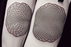 Create a rectangle shaped fine line tattoo (ratio 1:2) on the forearm. It should be made of very fine lines. tattoo idea
