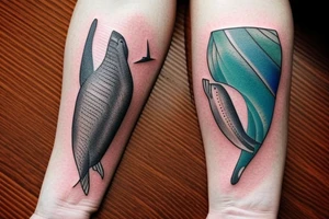 Create a rectangle shaped fine line tattoo (ratio 1:2) on the forearm. It should be made of very fine lines.
It should include a humpback whale breaching the surface. tattoo idea