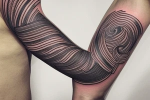 Create a rectangle shaped fine line tattoo (ratio 1:2) on the forearm. It should be made of very fine lines.
Hawaii themed, including mountains. tattoo idea