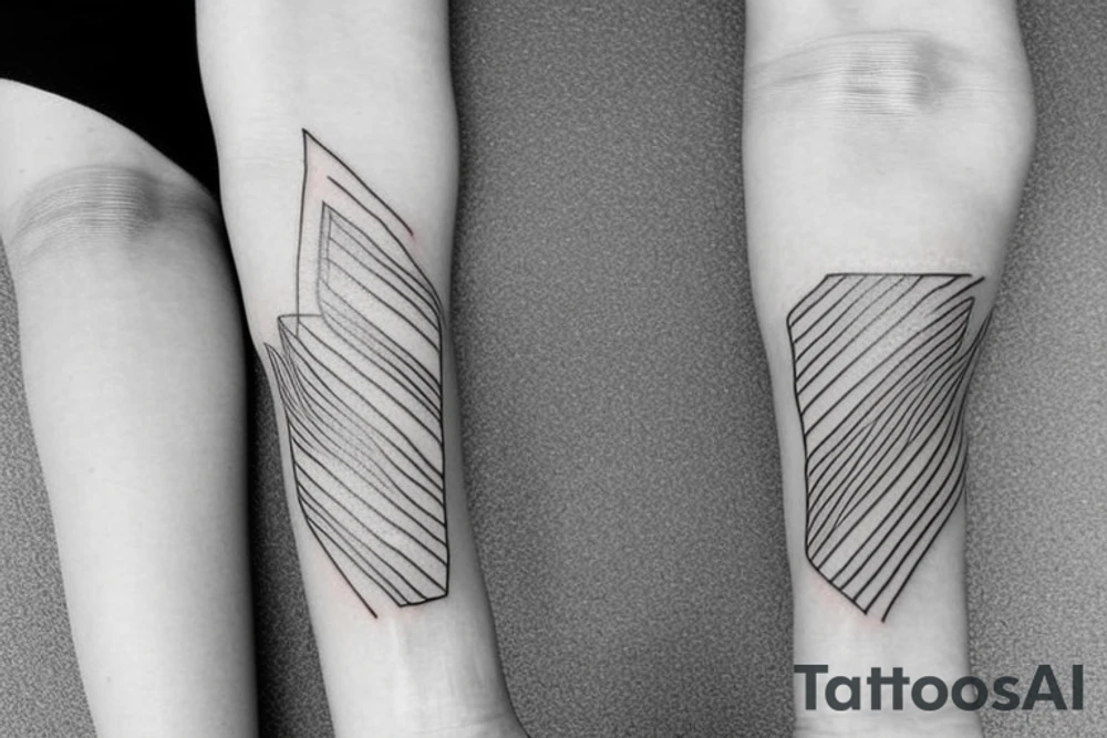 Create a rectangle shaped fine line tattoo (ratio 1:2) on the forearm. It should be made of very fine lines.
It should include sunrays that make up the frame. tattoo idea