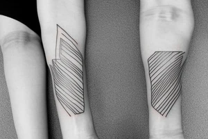 Create a rectangle shaped fine line tattoo (ratio 1:2) on the forearm. It should be made of very fine lines.
It should include sunrays that make up the frame. tattoo idea