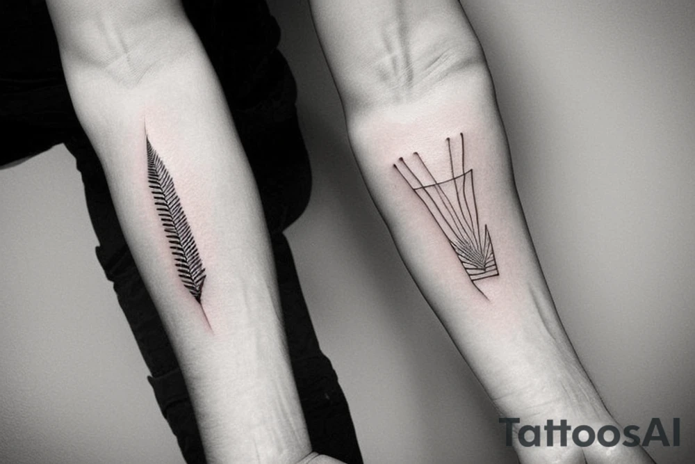 Create a rectangle shaped fine line tattoo (ratio 1:2) on the forearm. It should be made of very fine lines. tattoo idea