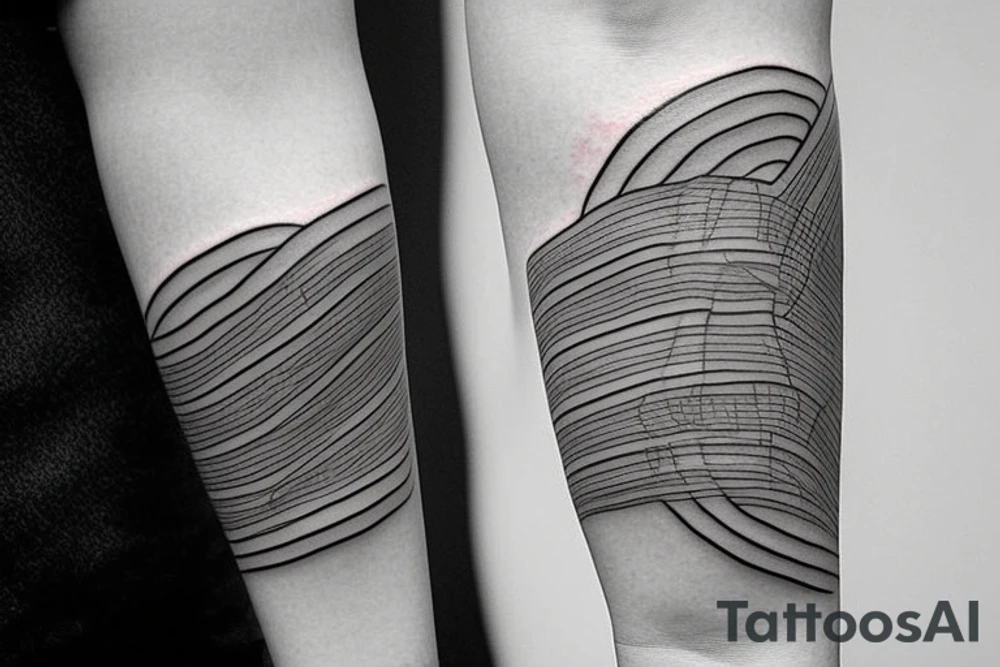 Create a rectangle shaped fine line tattoo (ratio 1:2) on the forearm. It should be made of very fine lines. tattoo idea