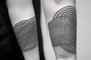 Create a rectangle shaped fine line tattoo (ratio 1:2) on the forearm. It should be made of very fine lines. tattoo idea