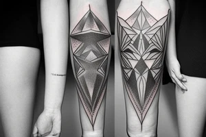 Create a rectangle shaped fine line tattoo (ratio 1:2) on the forearm. It should be made of very fine lines. tattoo idea