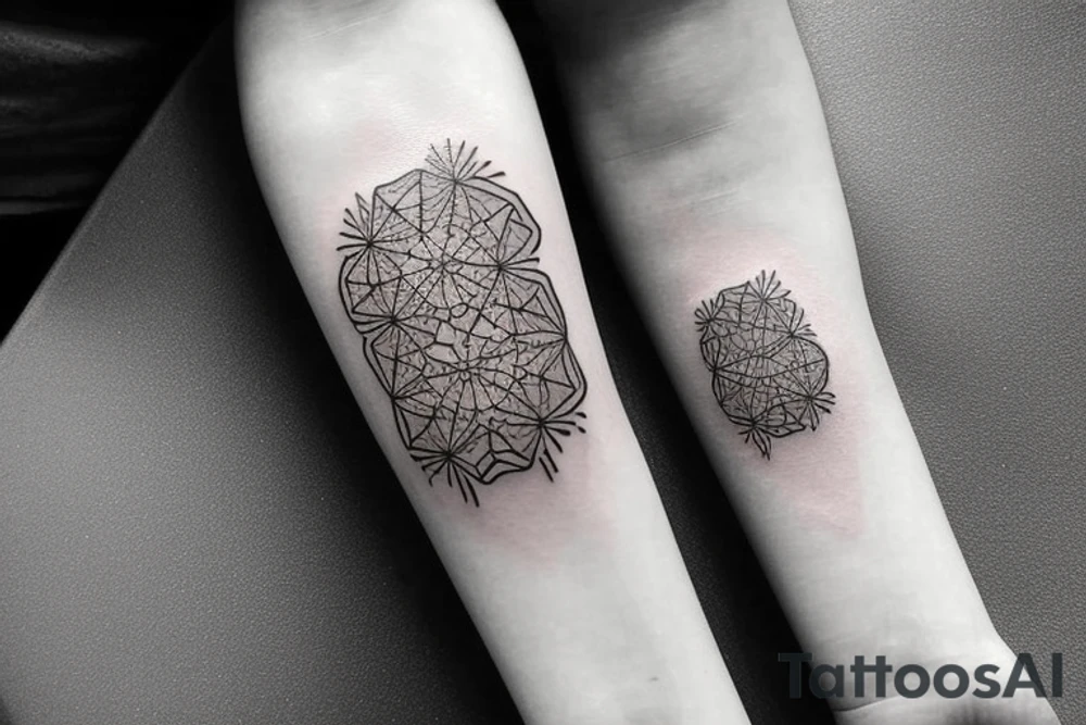 Create a rectangle shaped fine line tattoo (ratio 1:2) on the forearm. It should be made of very fine lines. tattoo idea