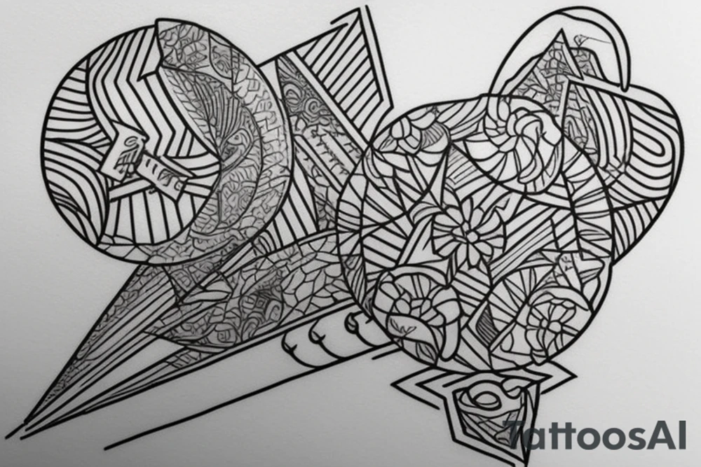 Create a rectangle shaped fine line tattoo (ratio 1:2) on the forearm. It should be made of very fine lines.
Hawaii themed tattoo idea