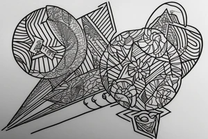 Create a rectangle shaped fine line tattoo (ratio 1:2) on the forearm. It should be made of very fine lines.
Hawaii themed tattoo idea