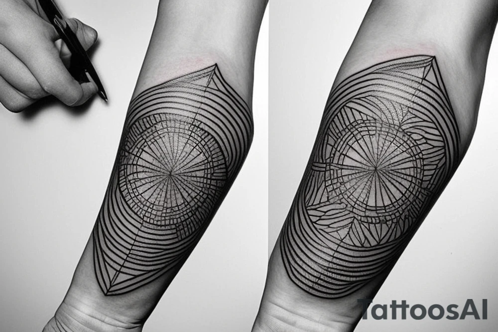 Create a rectangle shaped fine line tattoo (ratio 1:2) on the forearm. It should be made of very fine lines.
Hawaii themed tattoo idea
