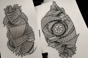 Create a rectangle shaped fine line tattoo (ratio 1:2) on the forearm. It should be made of very fine lines.
Hawaii themed tattoo idea