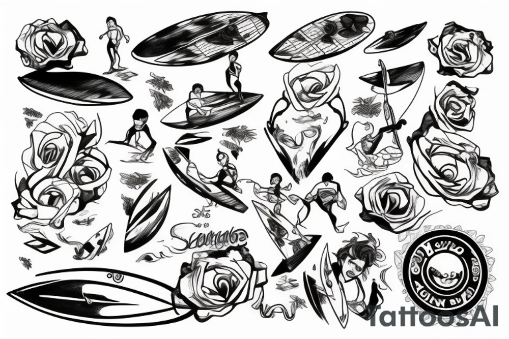 Person surfing tattoo idea