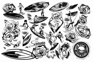 Person surfing tattoo idea